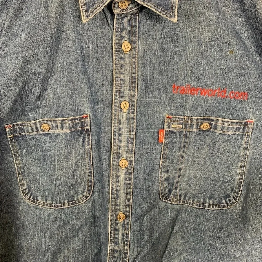 Vtg 80s Levis Denim Shirt Medium America Original Sweater Tag Trailerworld Promo